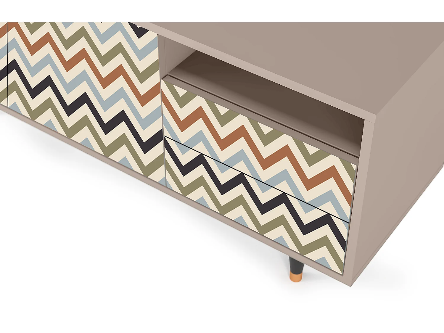 Meuble TV - 125х56х41 cm - T7 - Bright Ripple, Latte