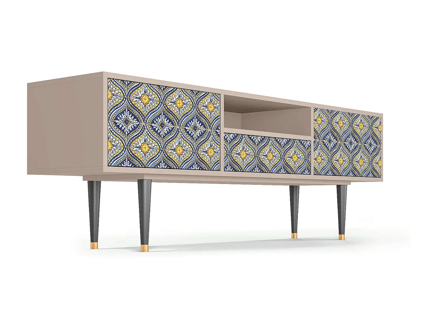 Mueble de TV - 170х59х41 cm - T6 - Illusory Pattern, Latte