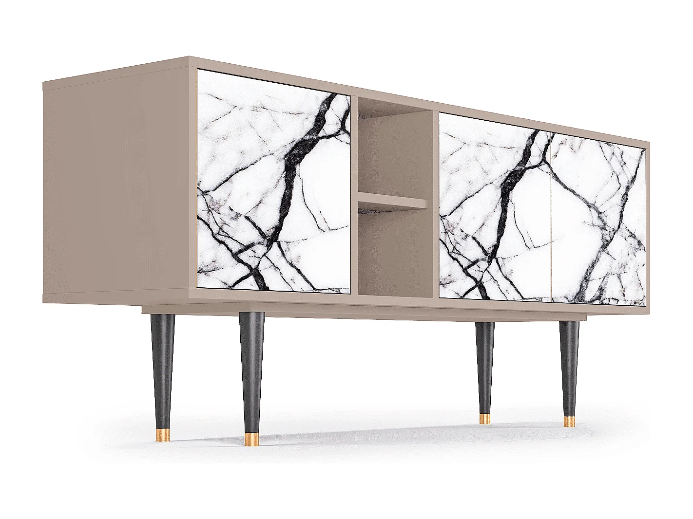 Mueble de TV - 150х69х41 cm - T5 - Raven Marble, Latte