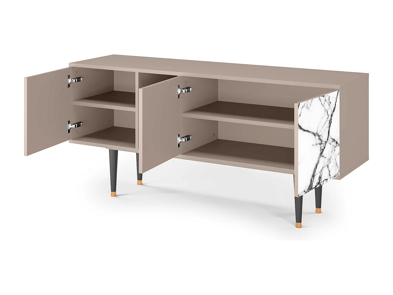 Mueble de TV - 150х69х41 cm - T5 - Raven Marble, Latte