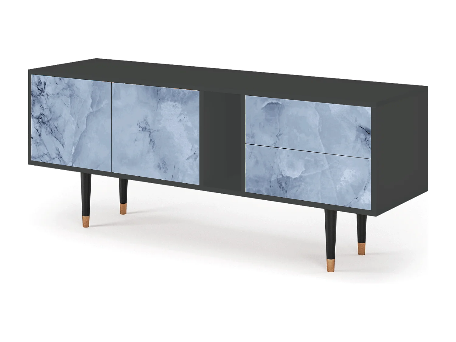 Szafka RTV - 170х69х48 cm - T1 - Feather Ice, Antracyt