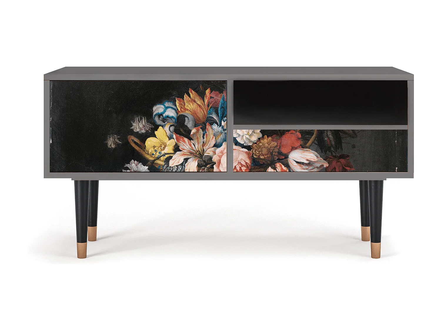 Mobile TV - 115х59х48 cm - T3 - Still Life with Flowers, Grigio