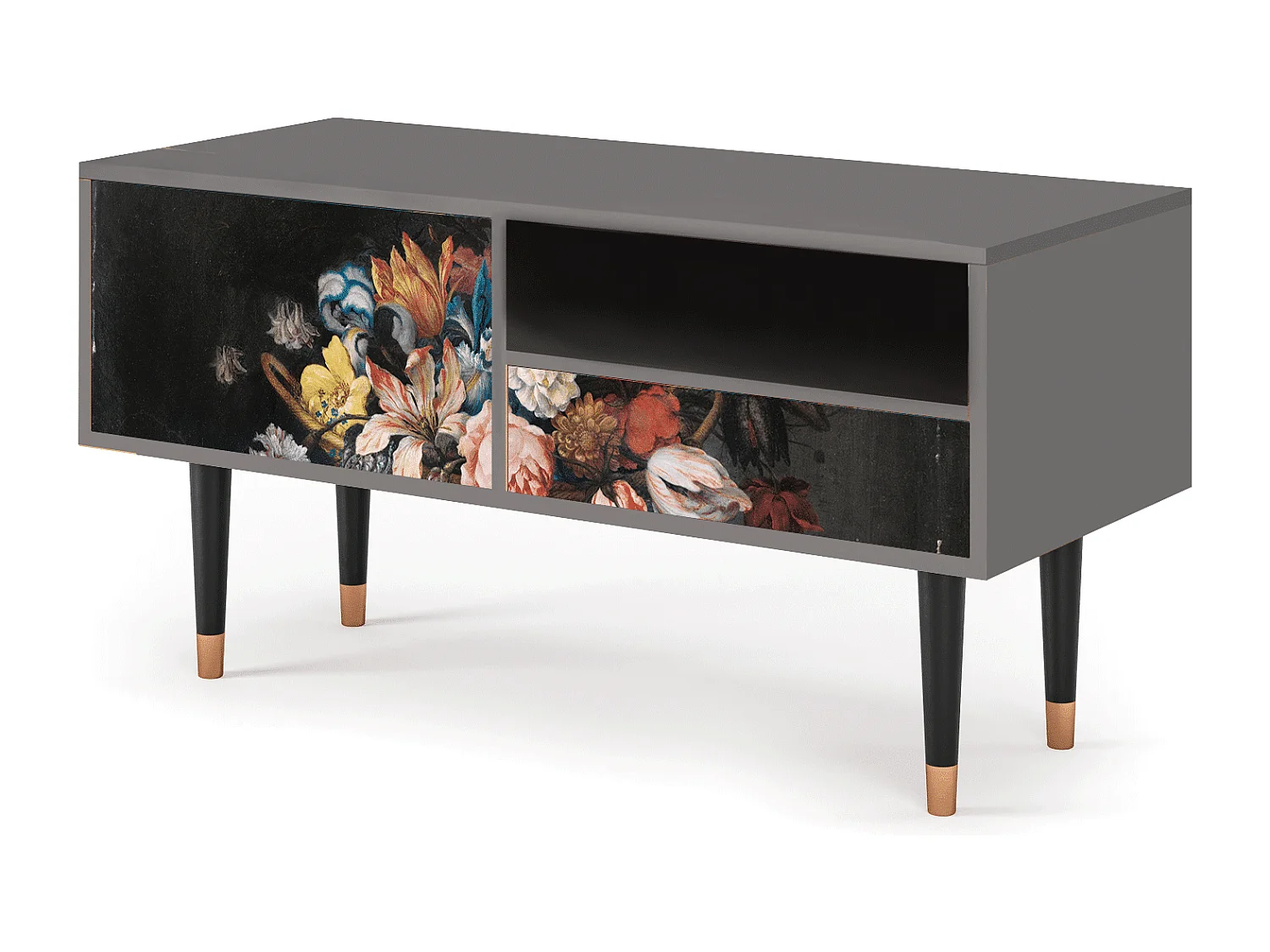 Mobile TV - 115х59х48 cm - T3 - Still Life with Flowers, Grigio