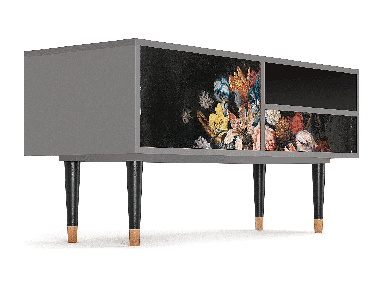 Mobile TV - 115х59х48 cm - T3 - Still Life with Flowers, Grigio