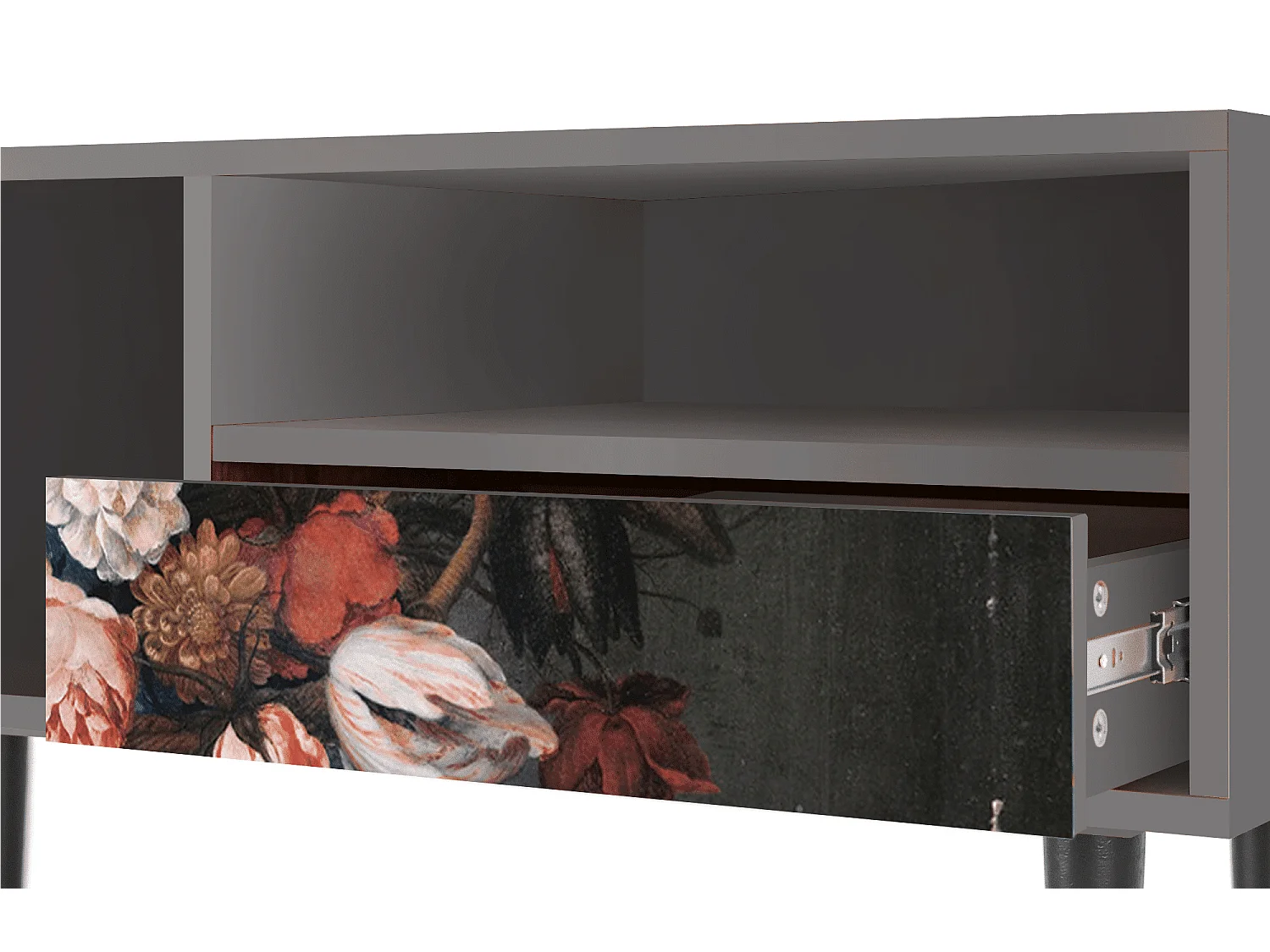 Mobile TV - 115х59х48 cm - T3 - Still Life with Flowers, Grigio