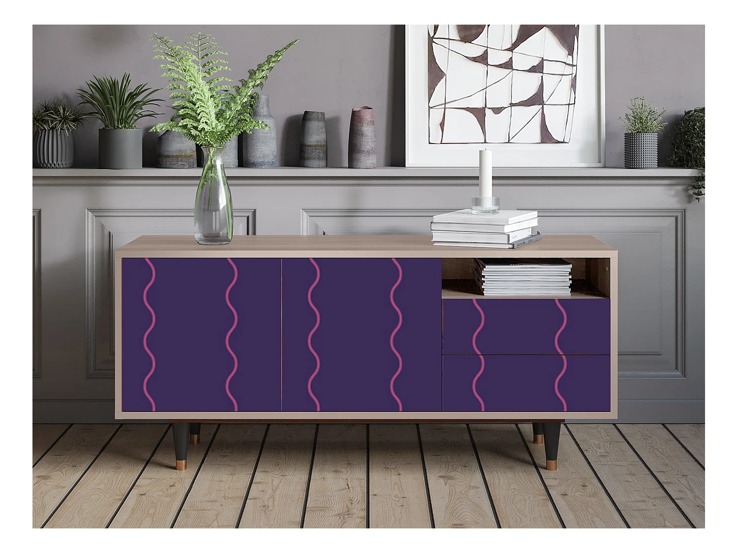 Meuble TV - 125х56х41 cm - T7 - Grape Maccaroni, Latte