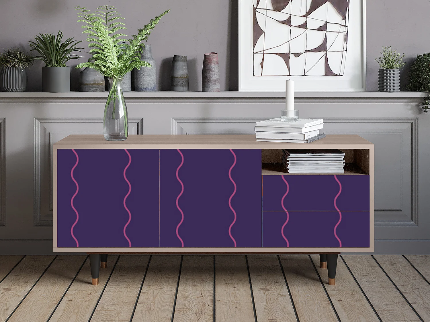 TV-Möbel - 125х56х41 cm - T7 - Grape Maccaroni, Latte