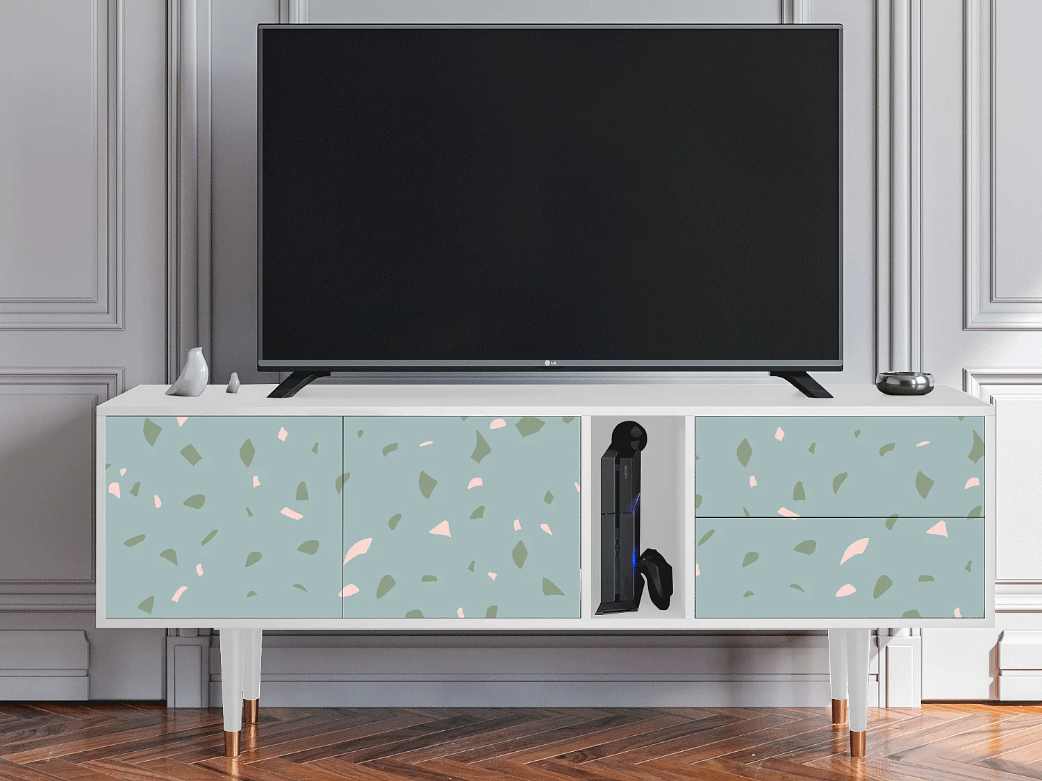 TV-Möbel - 170х69х48 cm - T1 - Blue Drops, Weiß