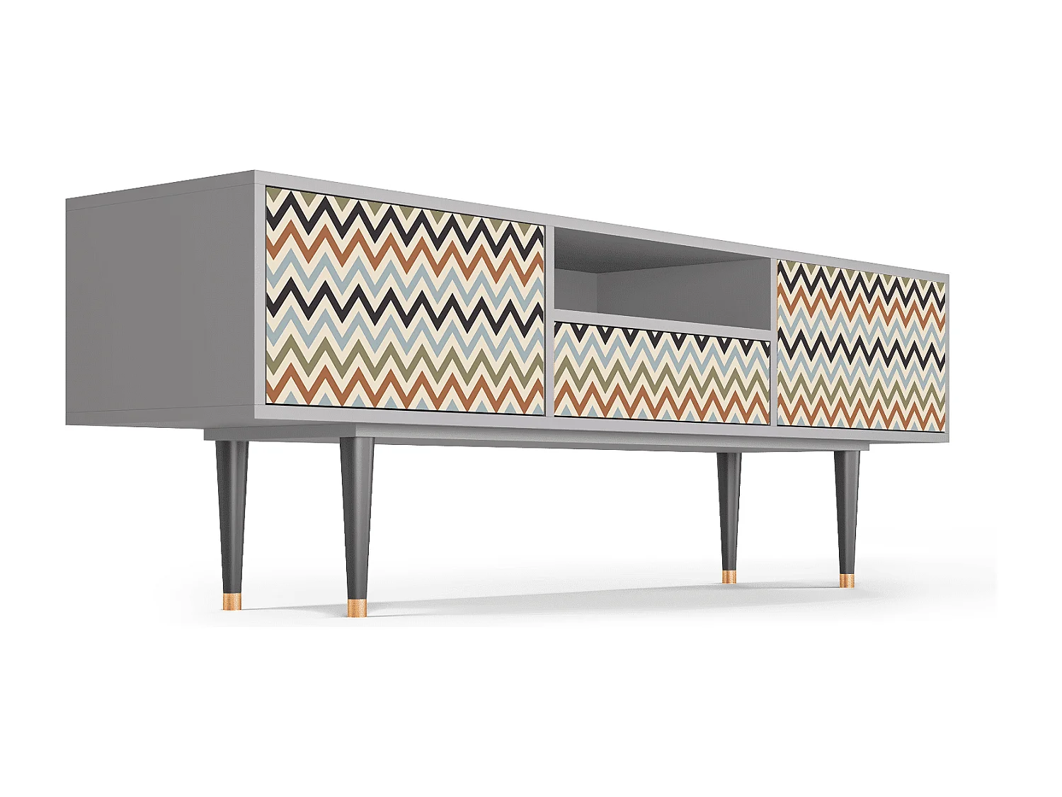 Meuble TV - 170х59х41 cm - T6 - Bright Ripple, Gris