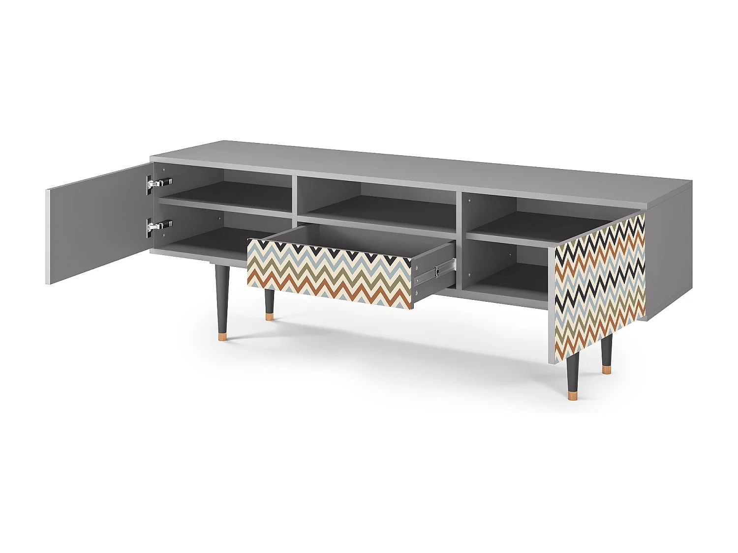 Meuble TV - 170х59х41 cm - T6 - Bright Ripple, Gris