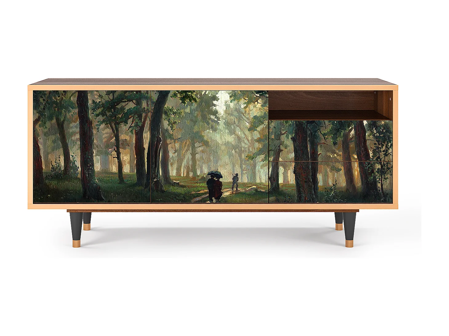 TV-Möbel - 125х56х41 cm - T7 -  Rain in the Oak Forest, Walnuss