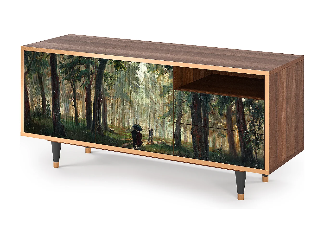 TV-Möbel - 125х56х41 cm - T7 -  Rain in the Oak Forest, Walnuss