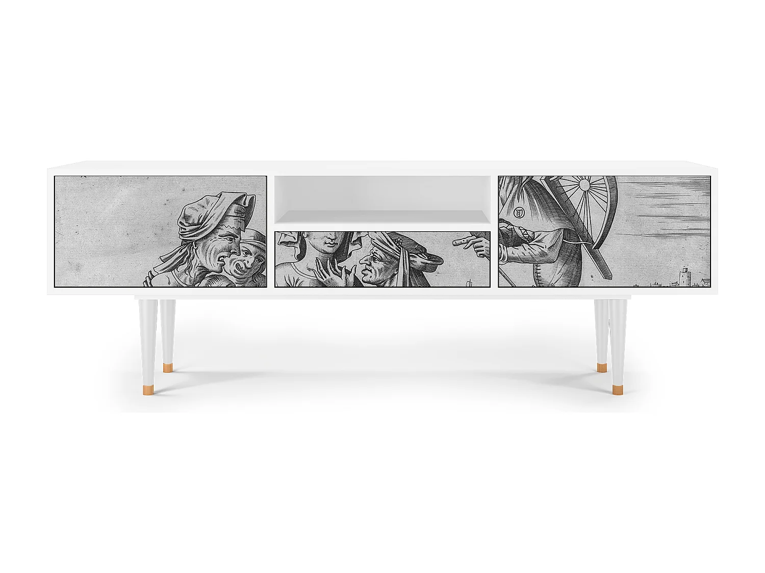 TV-Möbel - 170х59х41 cm - T6 - Blau Schuyte, Weiß