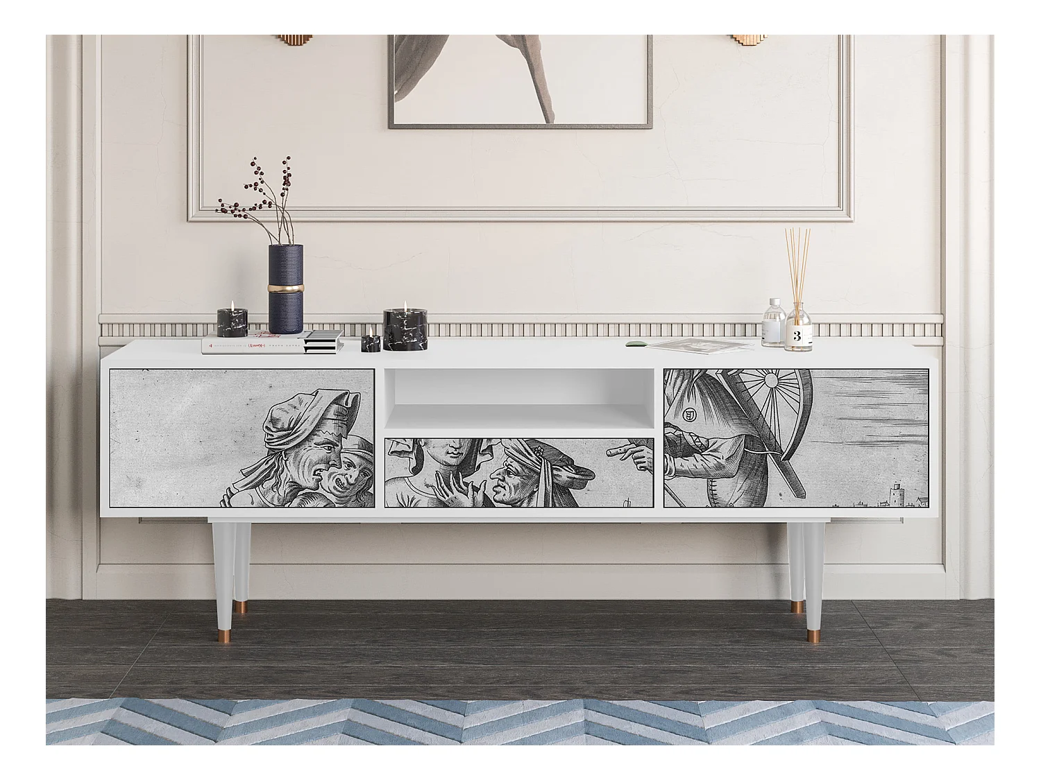 Meuble TV - 170х59х41 cm - T6 - Blau Schuyte, Blanc