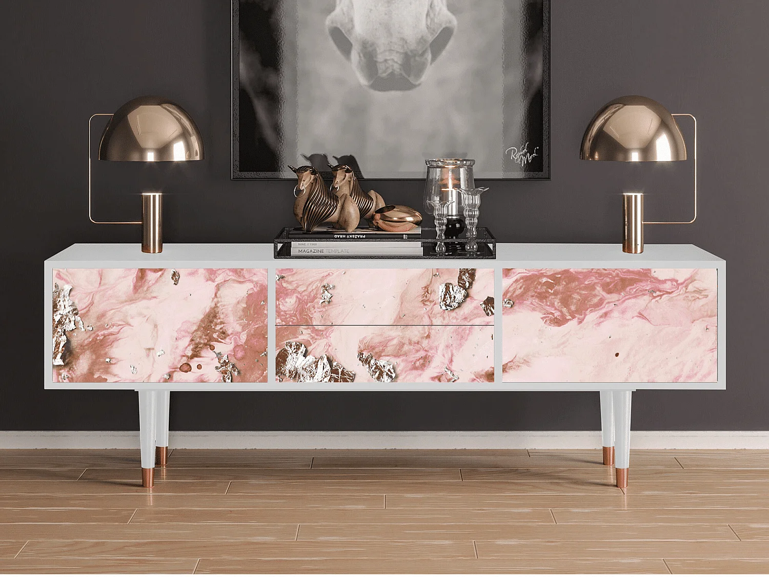 Mueble de TV - 170х59х48 cm - T4 - Cotton Candy, Branco