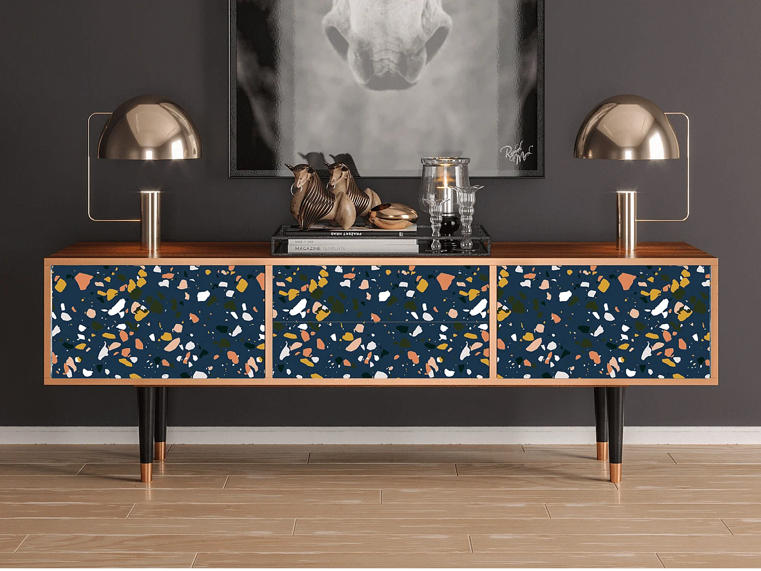 TV-meubel - 170х59х48 cm - T4 - Night Sky Langhterns, Walnoot