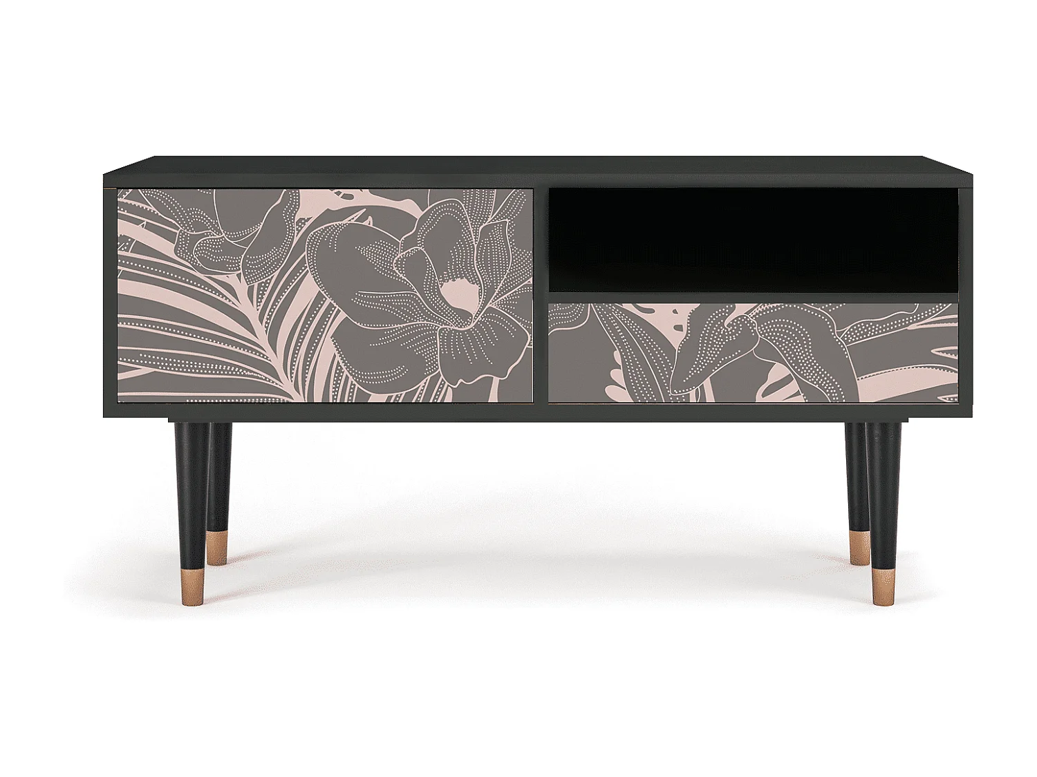 Meuble TV - 115х59х48 cm - T3 - Issabelline Flower, Anthracite