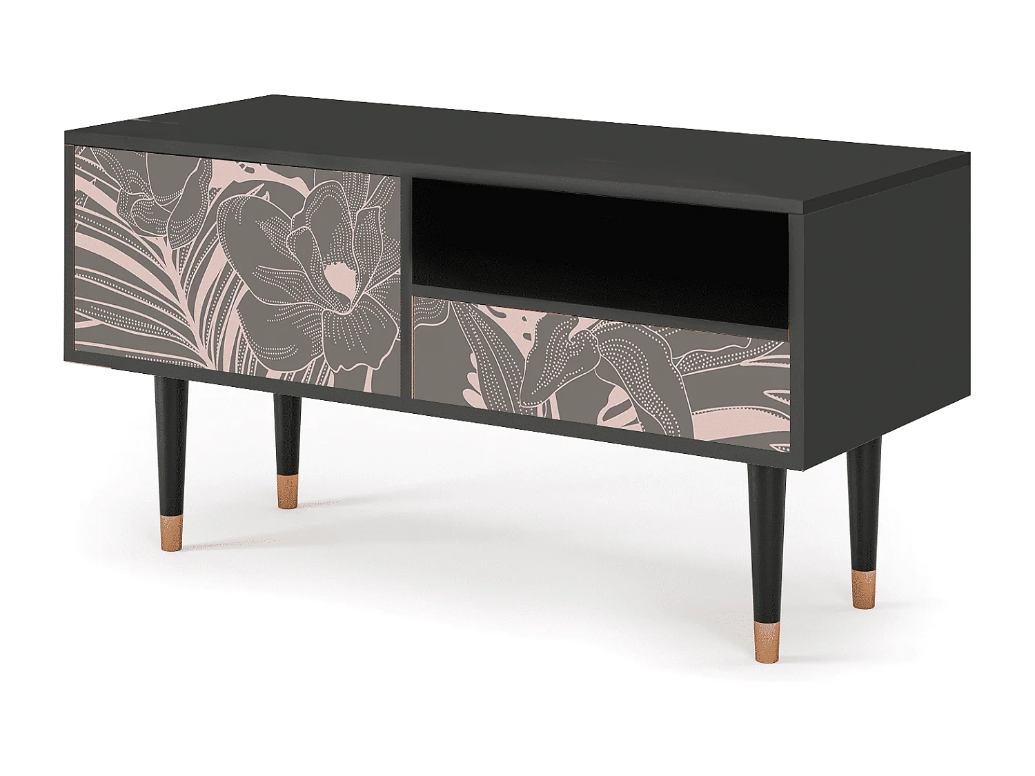 Meuble TV - 115х59х48 cm - T3 - Issabelline Flower, Anthracite