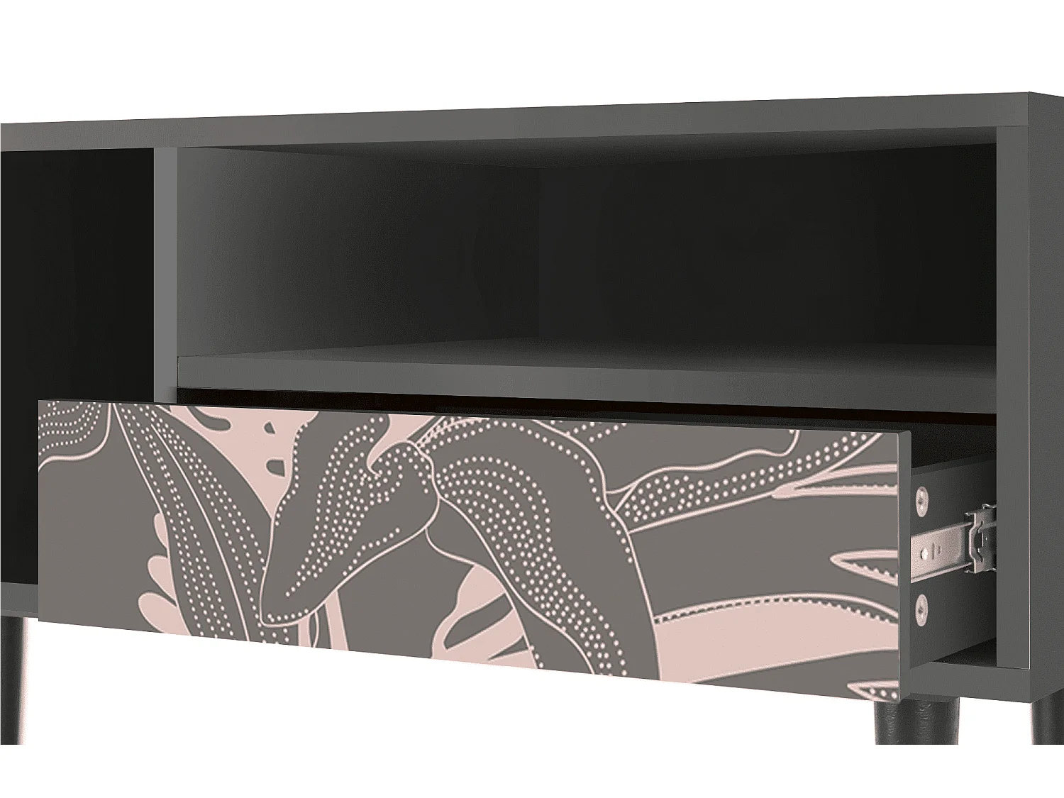 Meuble TV - 115х59х48 cm - T3 - Issabelline Flower, Anthracite