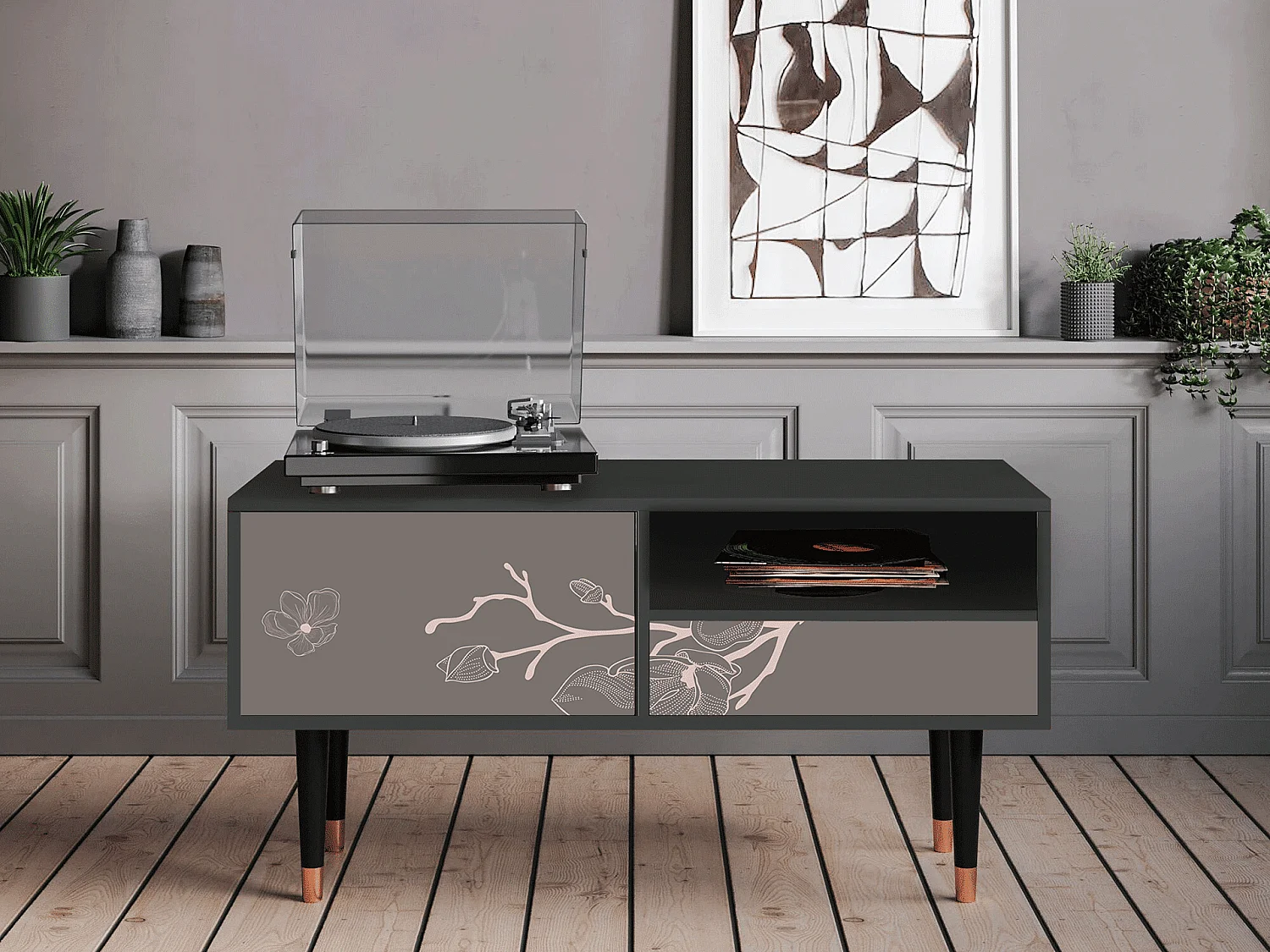 Meuble TV - 115х59х48 cm - T3 - Cherry Blossom, Anthracite