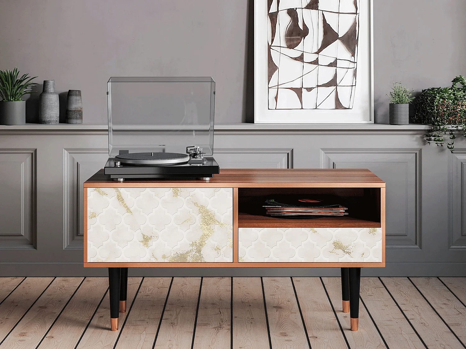 Mueble de TV - 115х59х48 cm - T3 - Sahara desert, Nogueira