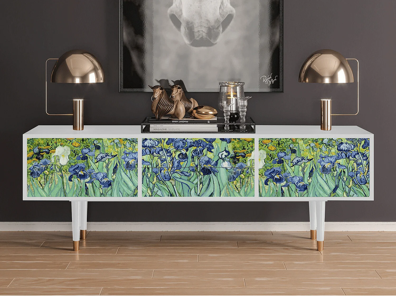 Meuble TV - 170х59х48 cm - T4 - Irises , Blanc