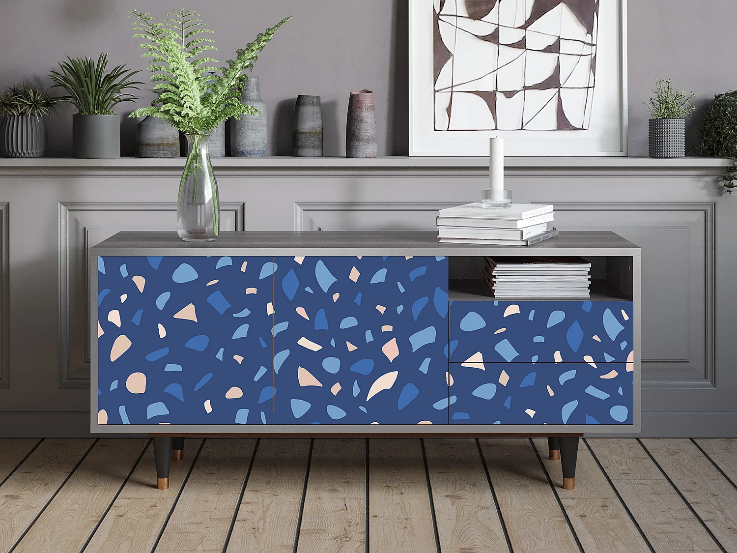 TV-Möbel - 125х56х41 cm - T7 - Soap Whirpool, Grau