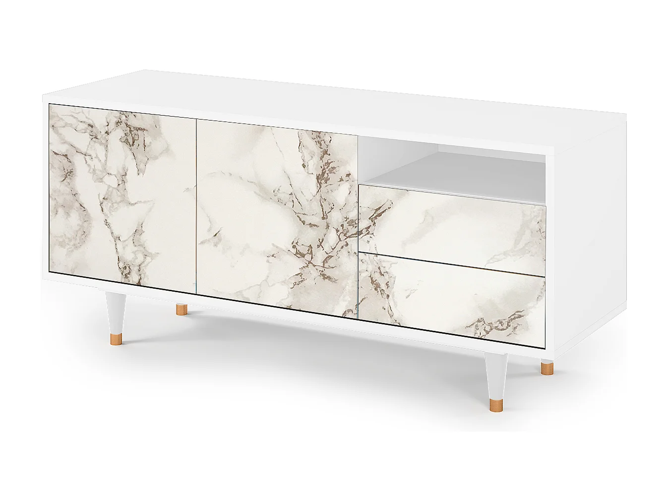 TV-meubel - 125х56х41 cm - T7 - Milk Marble, Wit
