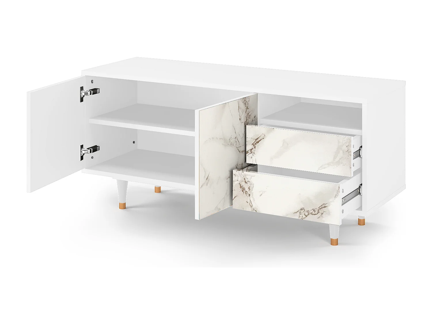 Meuble TV - 125х56х41 cm - T7 - Milk Marble, Blanc