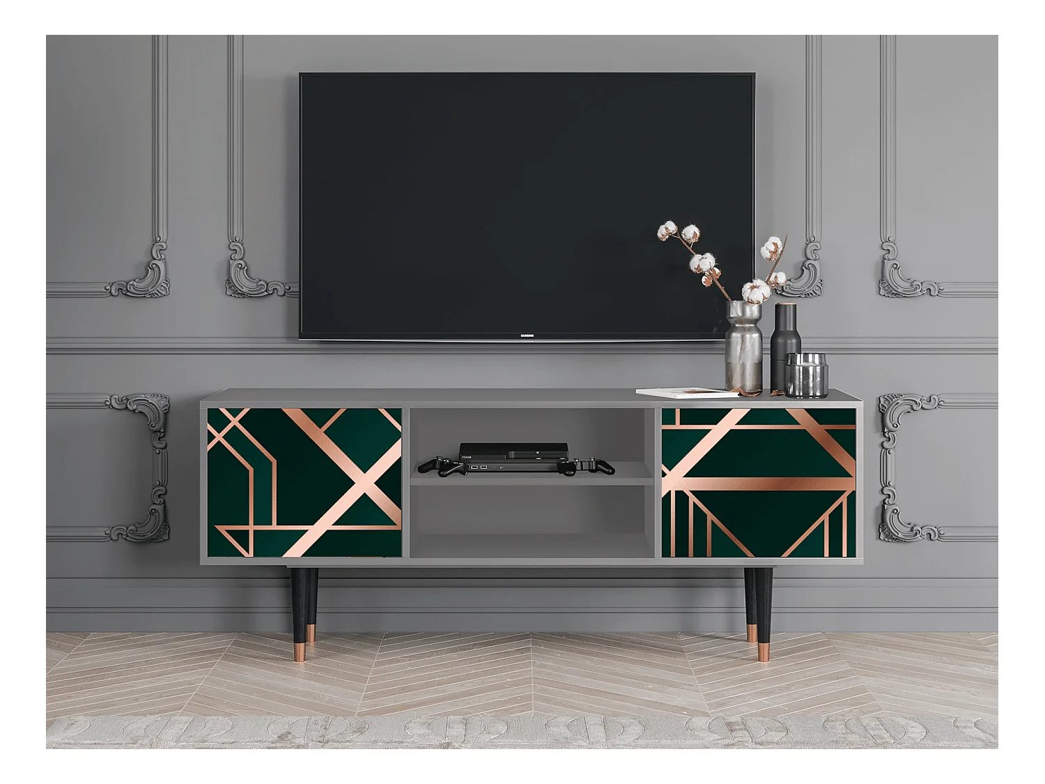 Meuble TV - 170х69х48 cm - T2 - Emerald Gatsby, Gris