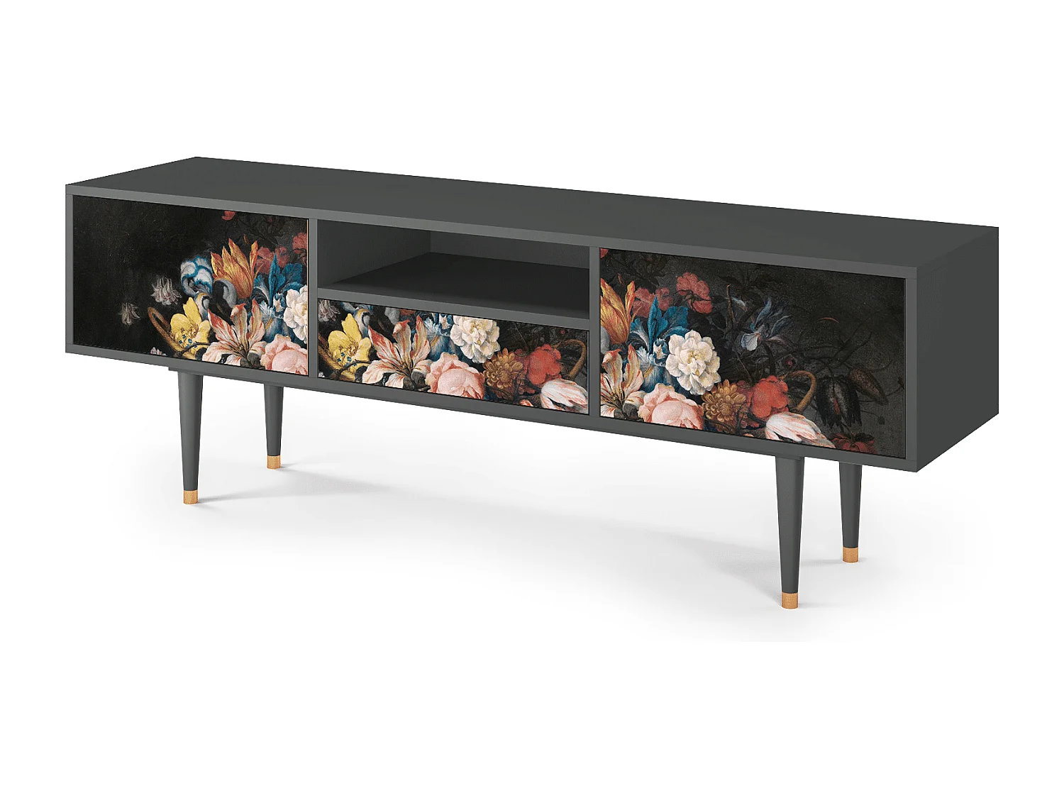 Mueble de TV - 170х59х41 cm - T6 - Still Life with Flowers, Antracita