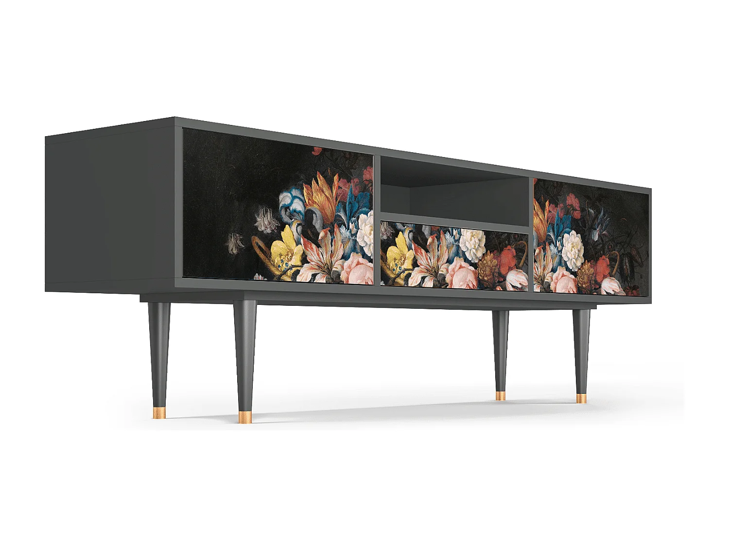 Mueble de TV - 170х59х41 cm - T6 - Still Life with Flowers, Antracita