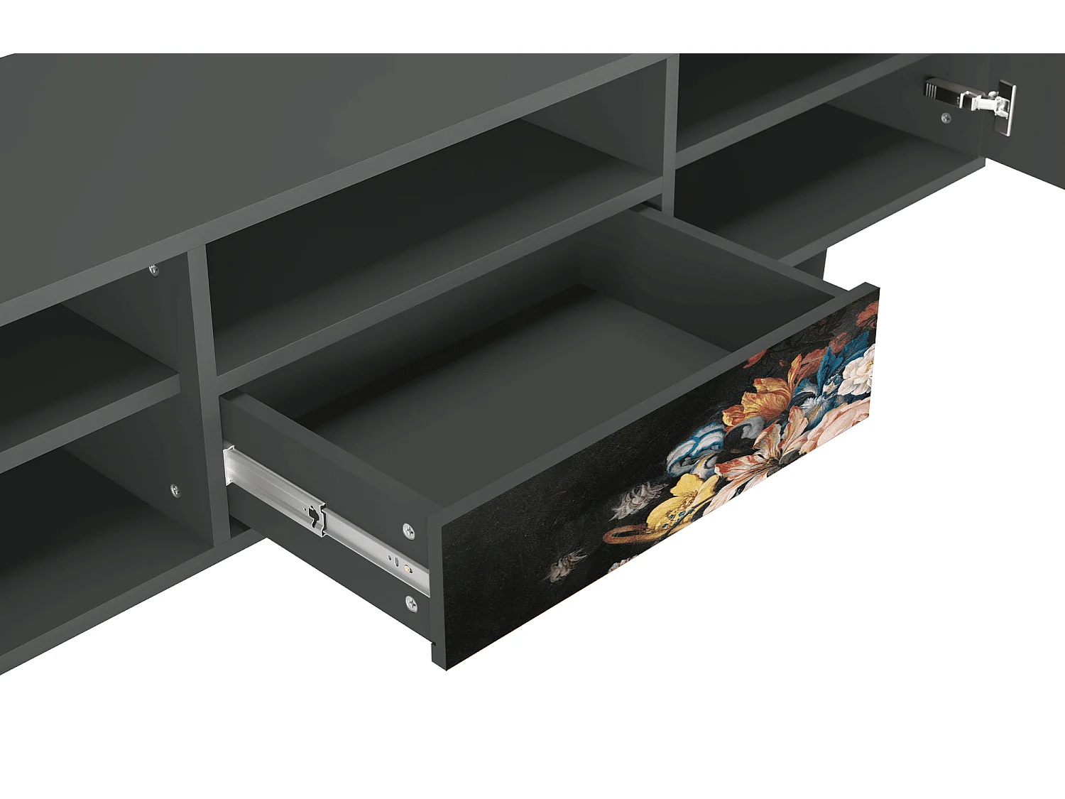 Meuble TV - 170х59х41 cm - T6 - Still Life with Flowers, Anthracite