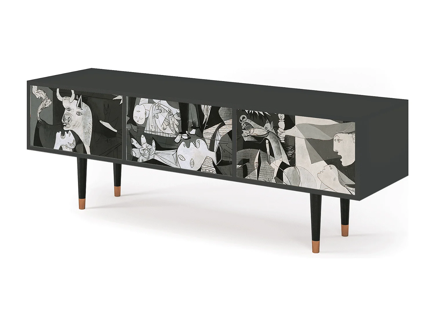 Szafka RTV - 170х59х48 cm - T4 - Guernica by Picasso, Antracyt