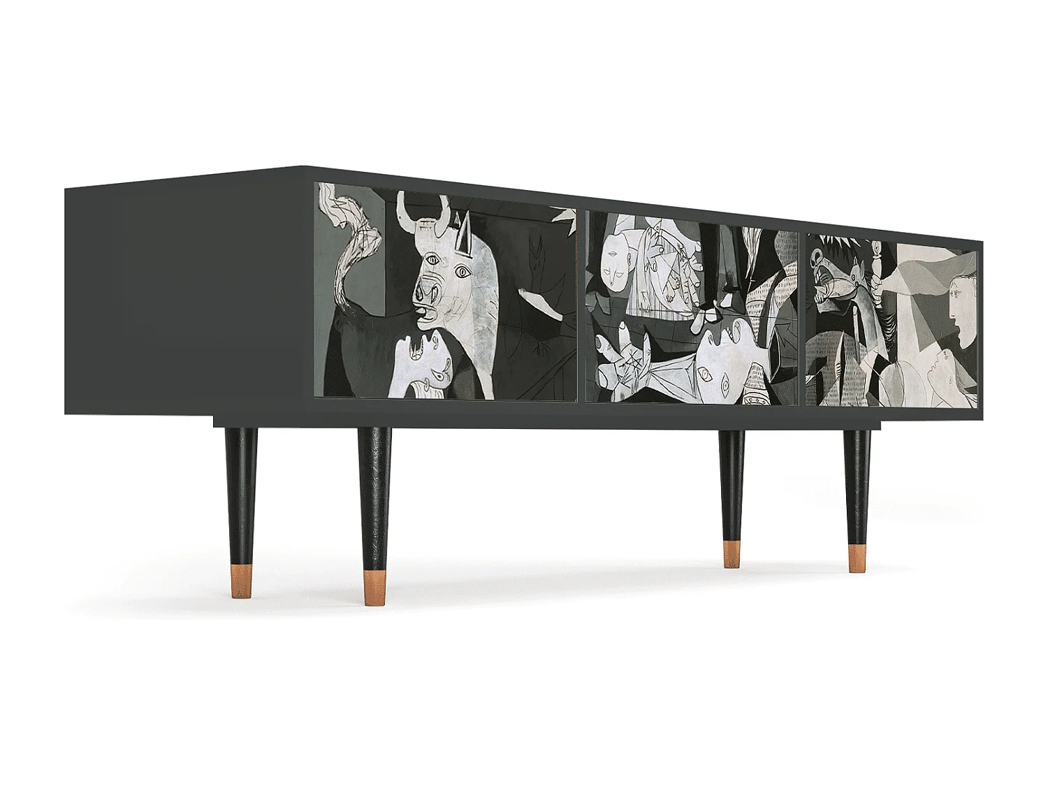 Szafka RTV - 170х59х48 cm - T4 - Guernica by Picasso, Antracyt