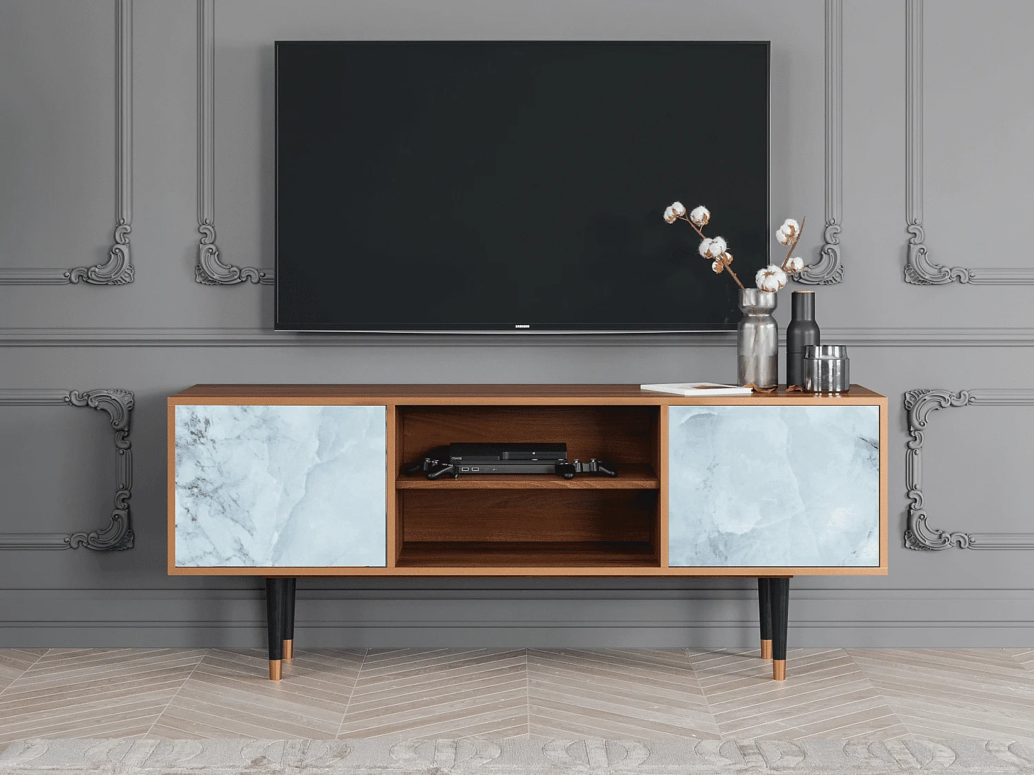 TV-Möbel - 170х69х48 cm - T2 - Glacial Colour, Walnuss