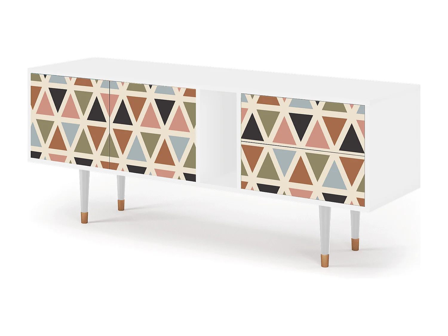 Meuble TV - 170х69х48 cm - T1 - Royal Triangles, Blanc