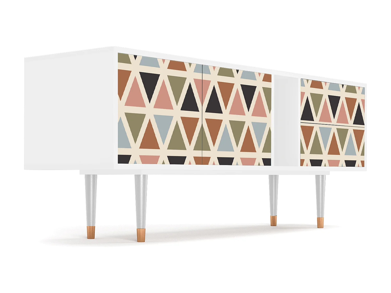 Meuble TV - 170х69х48 cm - T1 - Royal Triangles, Blanc