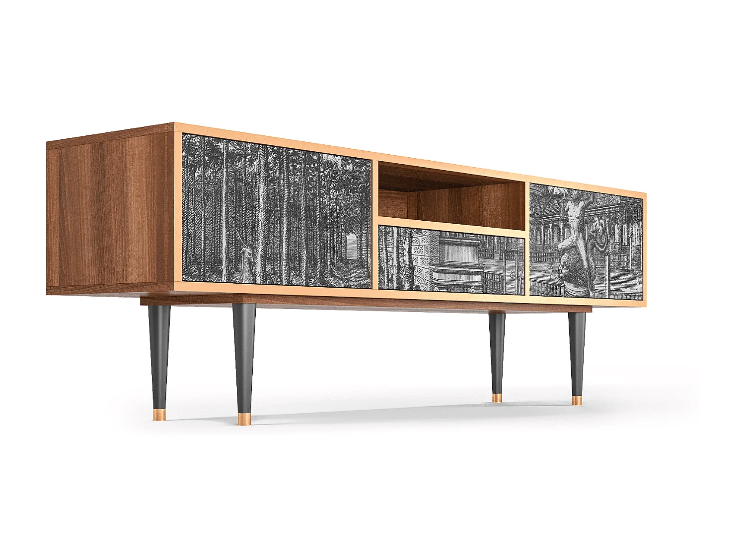 TV-Möbel - 170х59х41 cm - T6 - View of the Piazza, Walnuss