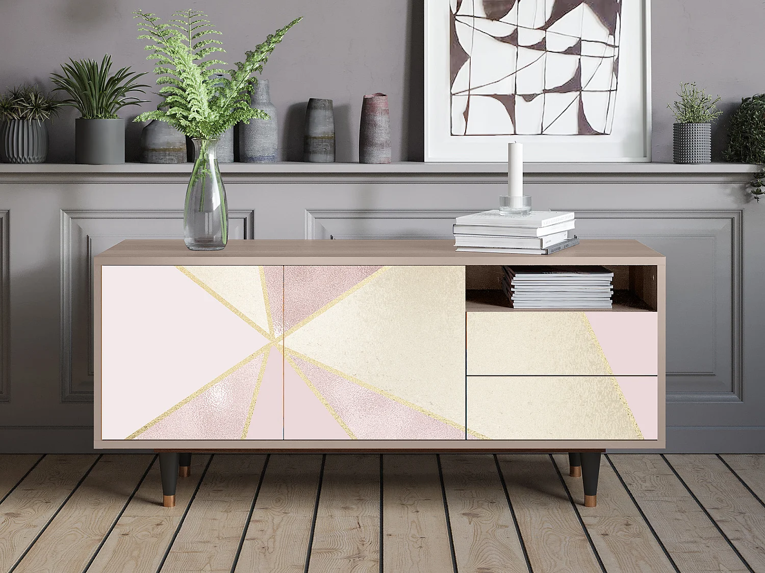 Meuble TV - 125х56х41 cm - T7 - Cosmopolitan Diva, Latte