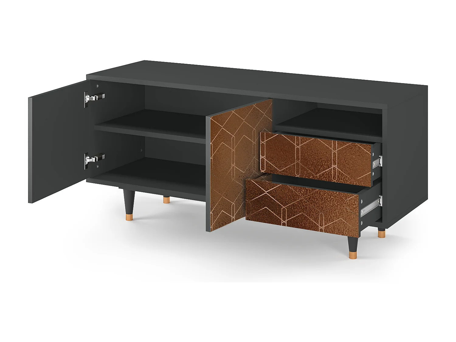 Szafka RTV - 125х56х41 cm - T7 - Chocolate Bar, Antracyt