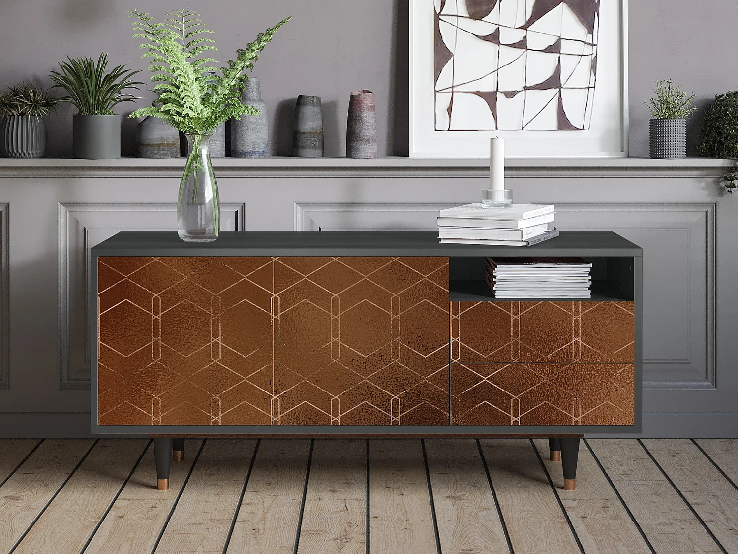 TV-Möbel - 125х56х41 cm - T7 - Chocolate Bar, Anthrazit