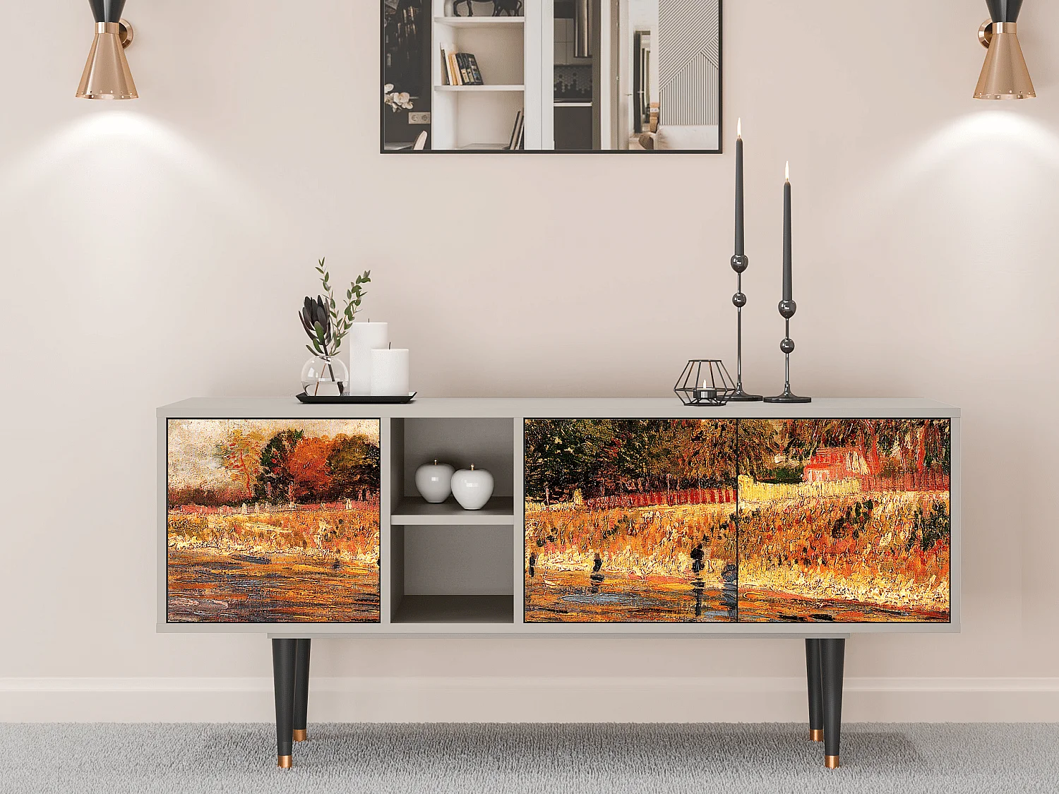 Szafka RTV - 150х69х41 cm - T5 - The Banks, Piaskowy