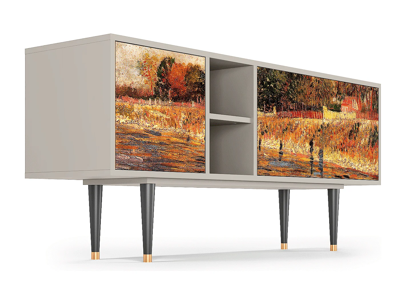 Szafka RTV - 150х69х41 cm - T5 - The Banks, Piaskowy