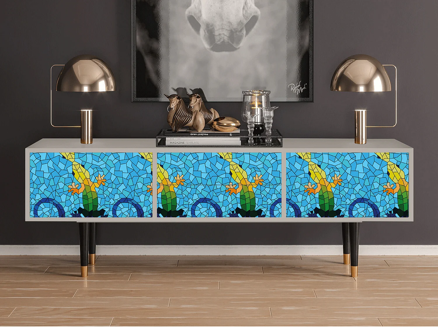 Meuble TV - 170х59х48 cm - T4 - Gaudi's Lizard, Sable