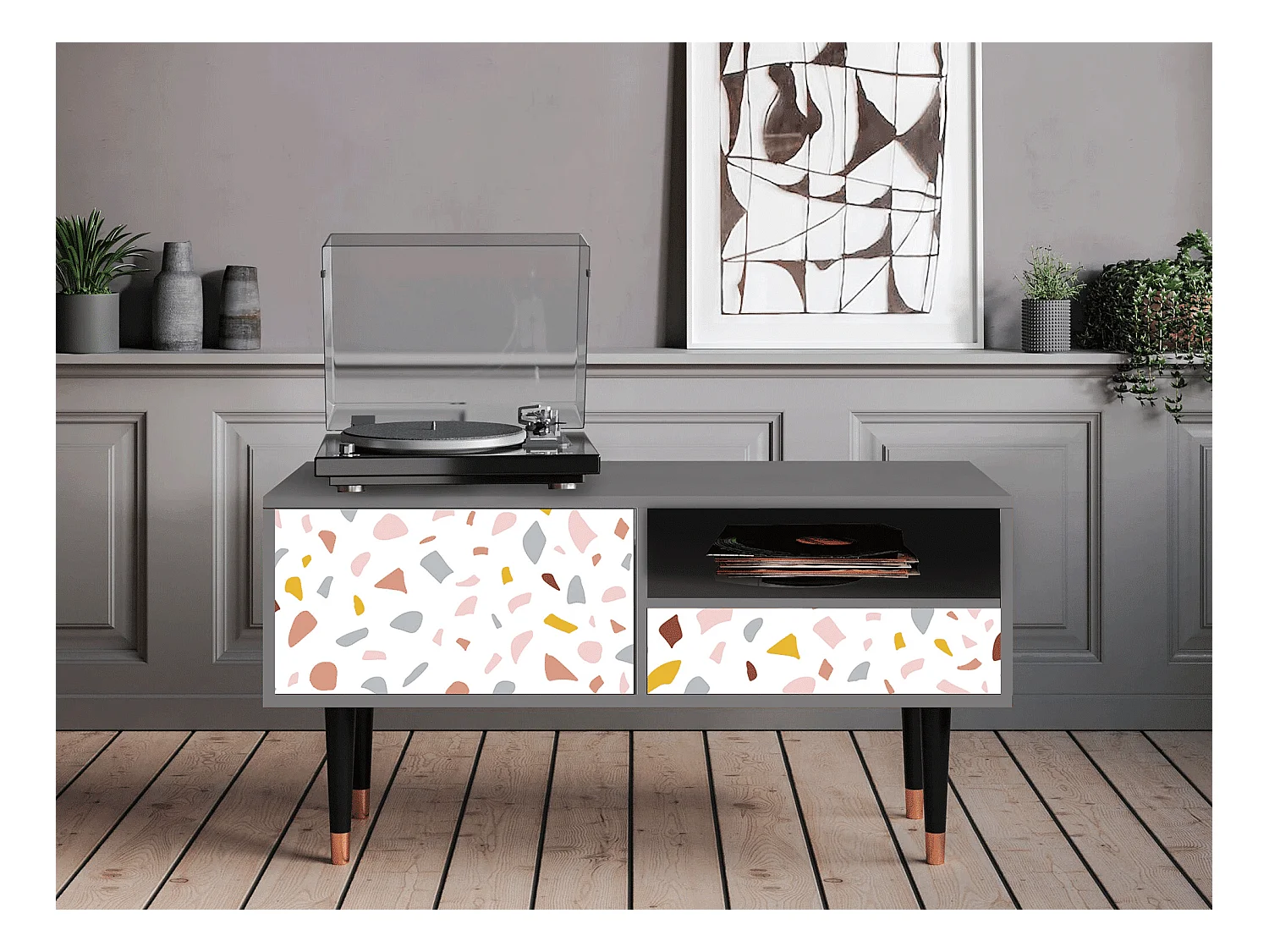 Mobile TV - 115х59х48 cm - T3 - Marmelade Cheese, Grigio