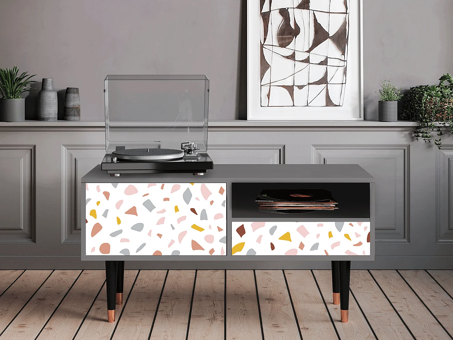 Szafka RTV - 115х59х48 cm - T3 - Marmelade Cheese, Szary