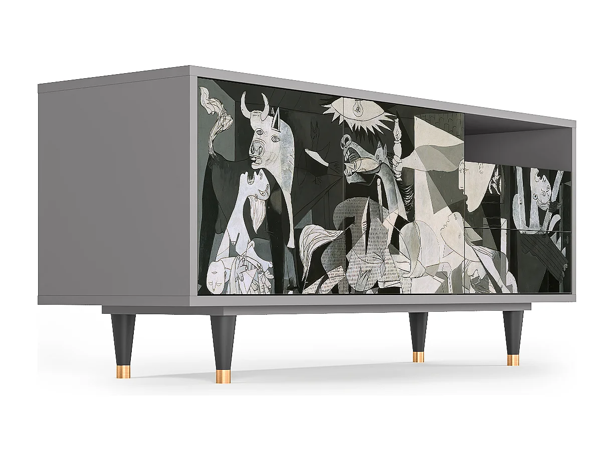 Mueble de TV - 125х56х41 cm - T7 - Guernica by Picasso, Gris