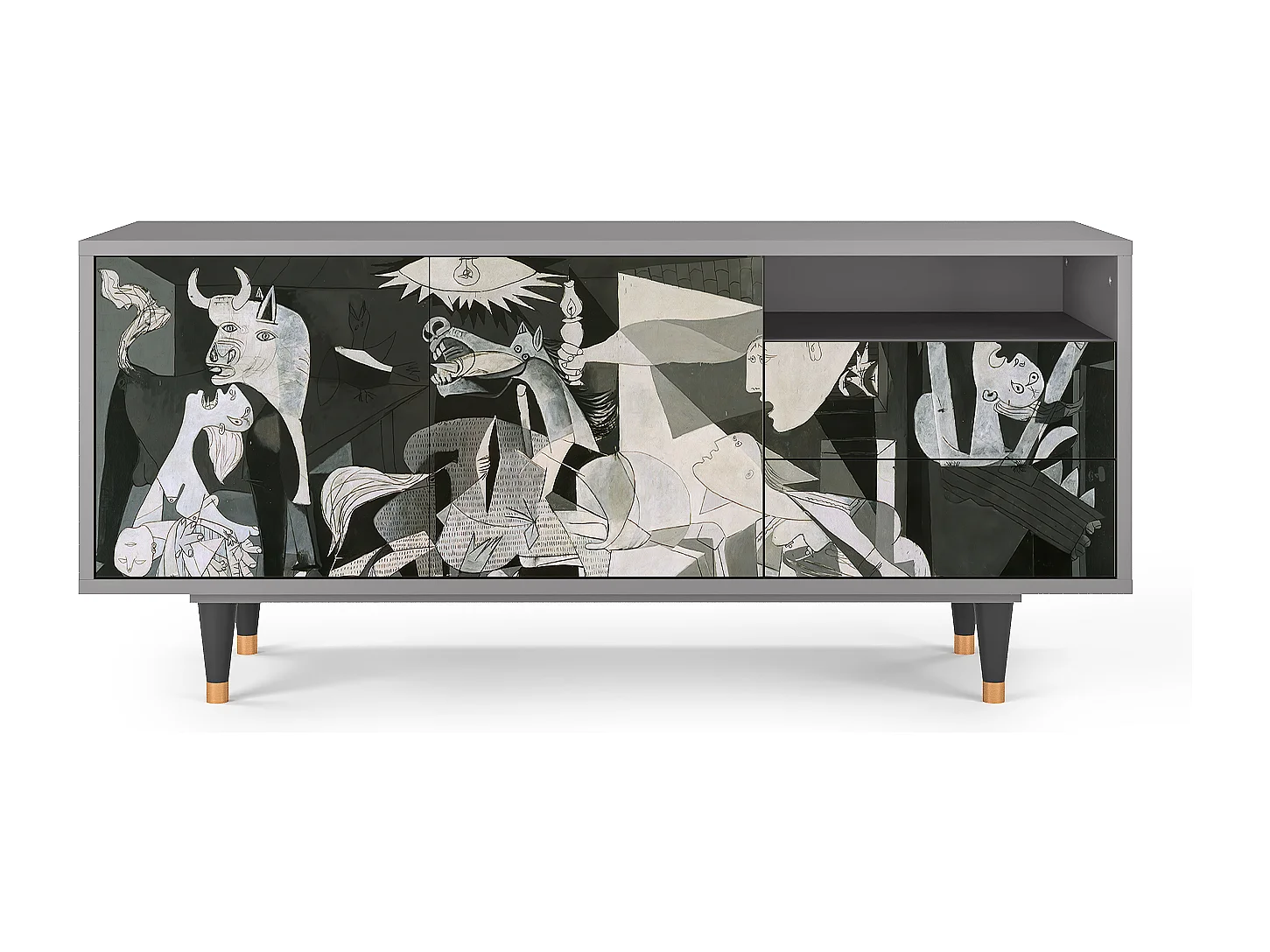 Meuble TV - 125х56х41 cm - T7 - Guernica by Picasso, Gris