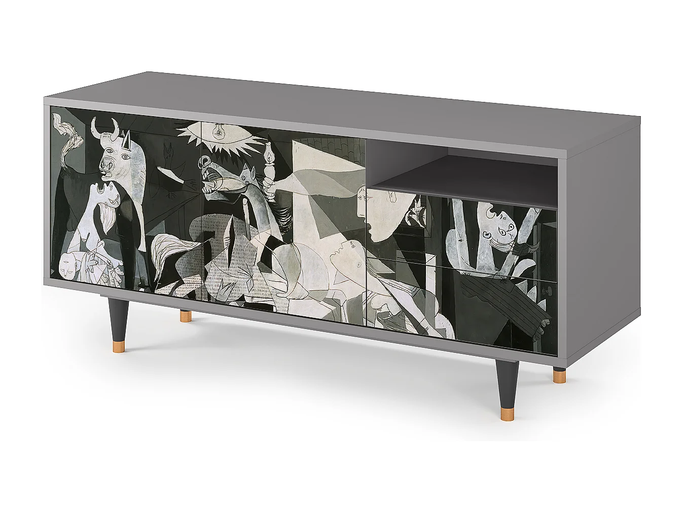 Meuble TV - 125х56х41 cm - T7 - Guernica by Picasso, Gris